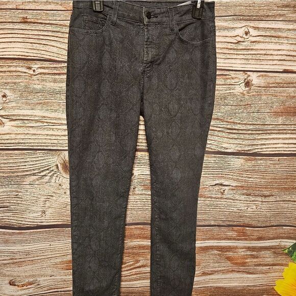 NYDJ black muted snake skin design Women's 4 Pre-owned - Picture 1 of 8